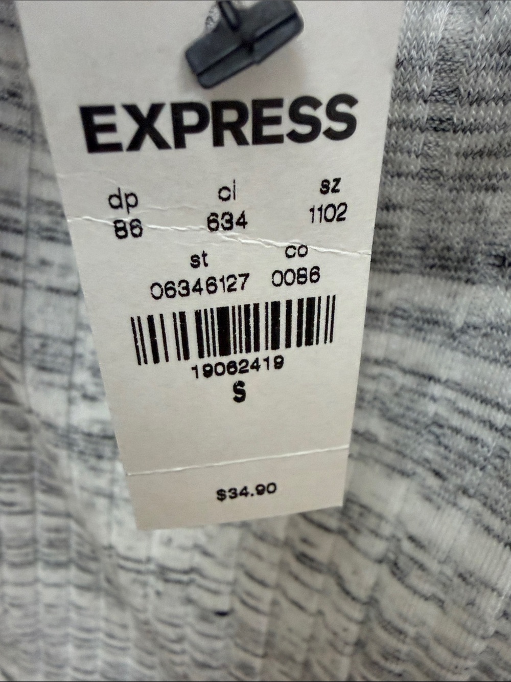 Express Off-the-Shoulder Ribbed Knit Top in Heather Gray - Picture 2 of 3